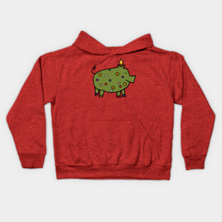 Christmas Humor Funny Pig Tree Kids Hoodie