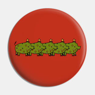 Christmas Humor Five Funny Pig Tree Costume Pin