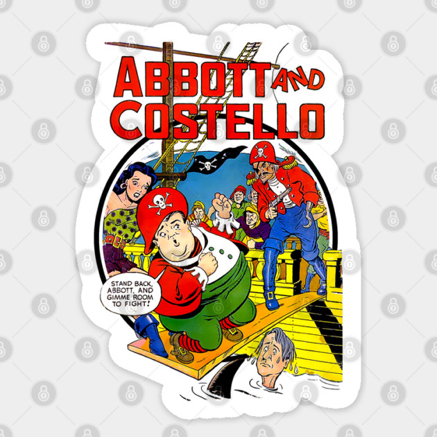 Abbott and Costello Vintage Comic Pirate Style Comedy Tee Sticker by Joaddo