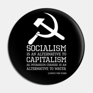 Socialism is an alternative to capitalism as potassium cyanide is an alternative to water. - Ludwig von Mises Pin