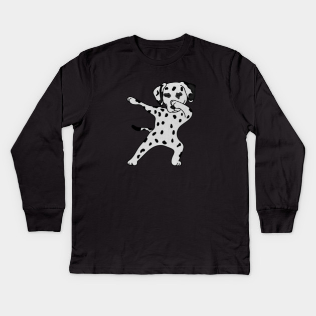 Cute Dabbing Dalmatian dog Dab Dance Gift dots Kids Long Sleeve T-Shirt by logiamerch