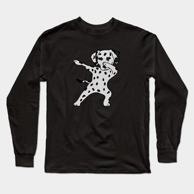 Cute Dabbing Dalmatian dog Dab Dance Gift dots Long Sleeve T-Shirt by logiamerch