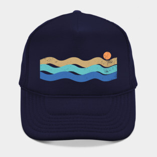 Sunset waves vintage Hat