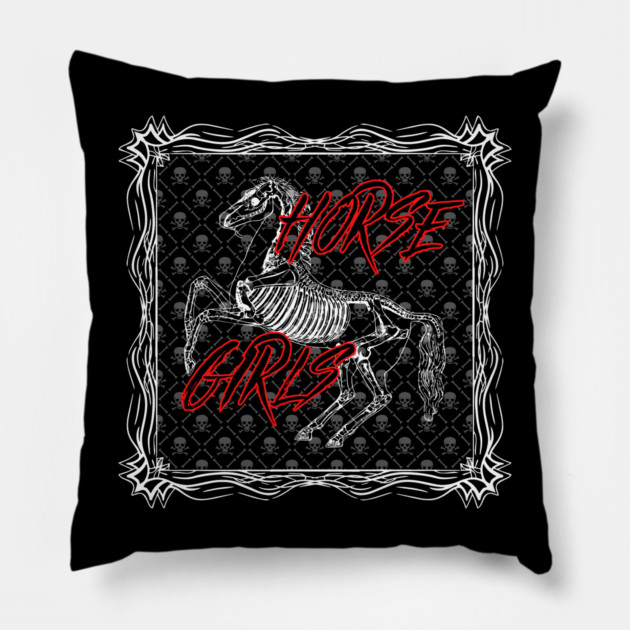 Skeletal Horse Girls Pillow by Horse Girls
