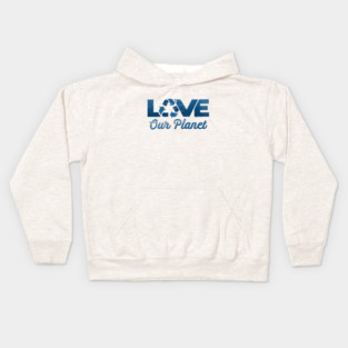 Love Our Planet, Reuse, Recycle in Navy Blue Kids Hoodie