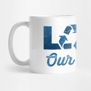 Love Our Planet, Reuse, Recycle in Navy Blue Mug
