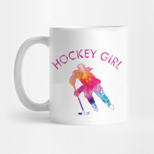 Hockey Girl Watercolor Mug