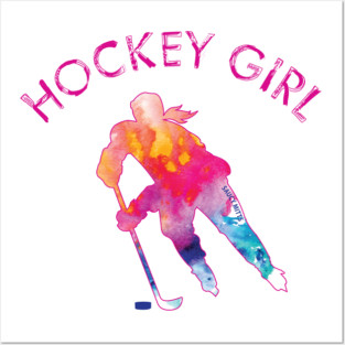 Hockey Girl Watercolor Posters and Art