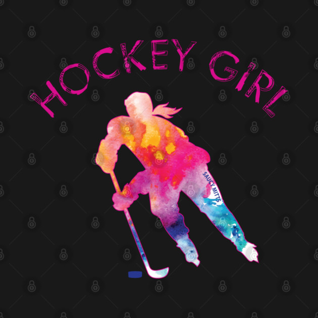 Hockey Girl Watercolor by SaucyMittsHockey