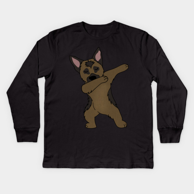 German Shepherd Dab Dance Funny Dabbing Kids Long Sleeve T-Shirt by logiamerch