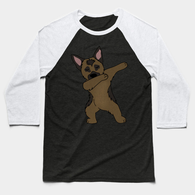 German Shepherd Dab Dance Funny Dabbing Baseball T-Shirt by logiamerch