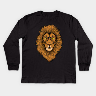 Hipster Lion Graphic Animal Street Style Kids Long Sleeve T-Shirt
