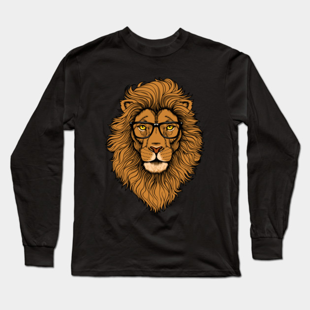 Hipster Lion Graphic Animal Street Style Long Sleeve T-Shirt by logiamerch