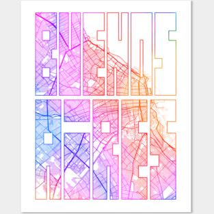Buenos Aires, Argentina City Map Typography - Colorful Posters and Art
