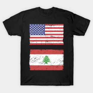 American & Lebanese Flag | Lebanon Graphic T-Shirt
