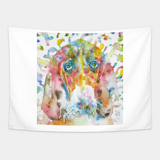 BASSET HOUND - watercolor portrait .1 Tapestry