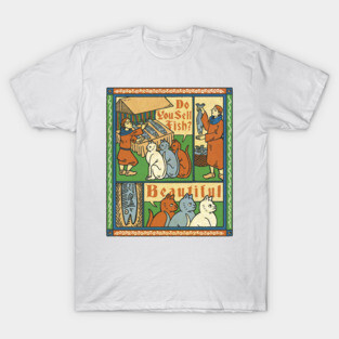 Medieval engraving art cats T-Shirt