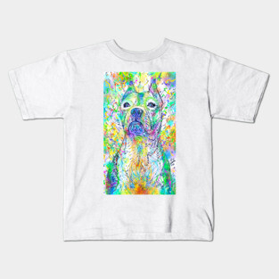 PIT BULL watercolor and ink portrait .1 Kids T-Shirt