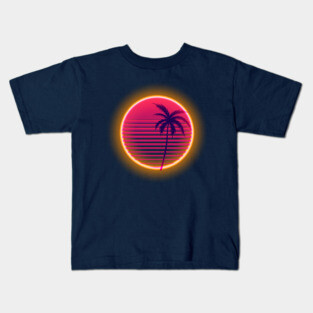 Retro Neon Palm Tree Kids T-Shirt