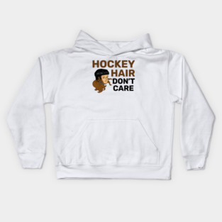 Hockey Hair Don't Care Brunette Kids Hoodie
