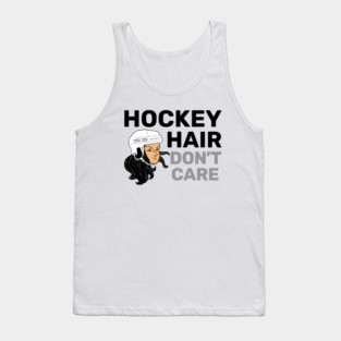 Hockey Hair Don't Care Black Hair Tank Top