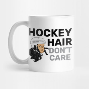 Hockey Hair Don't Care Black Hair Mug