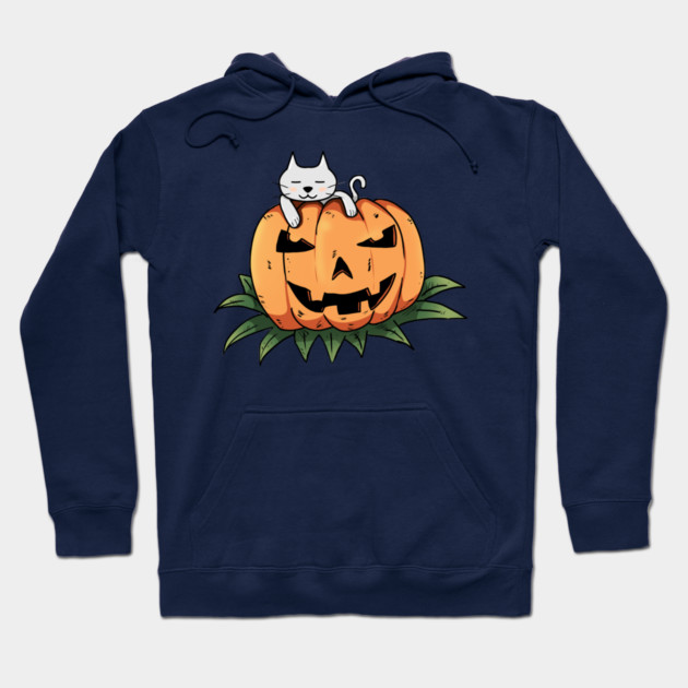 CAT ON PUMPKIN Hoodie by droidmonkey