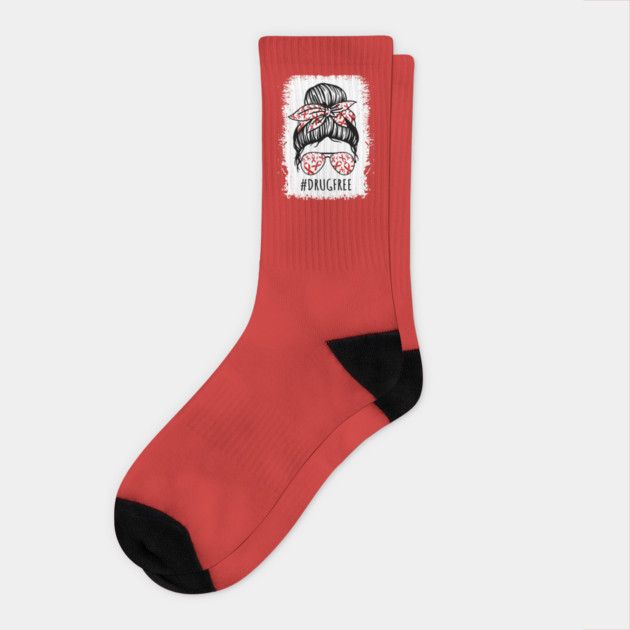 Red Ribbon Week Rainbow Awareness Anti Drug Free Socks by Tshirtiz