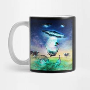 Ufo Alien Abduction Turkey Thanksgiving, Cow Funny Mug