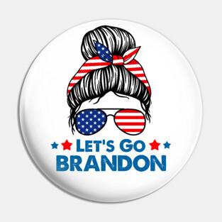 Let's Go Brandon Messy Hair With Bandana Of American Flag Pin