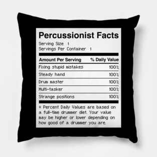 Percussionist Facts | Funny Drums Drummer Pillow