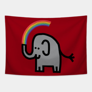 Cute Animals Elephant Spits Rainbow Tapestry
