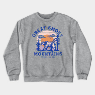 Great Smoky Mountains, Tennessee Vintage Travel Art w/Bear Crewneck Sweatshirt