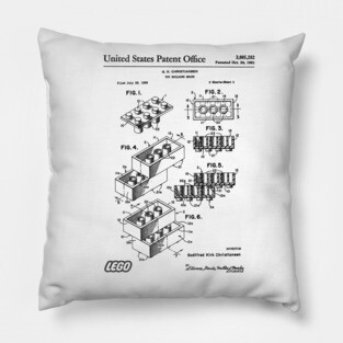 Lego Brick Patent Black Pillow