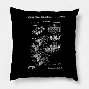 Lego Brick Patent White Pillow