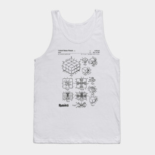Rubik's Cube Patent Black Tank Top