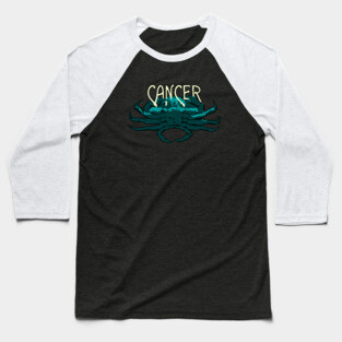 Blue Cancer Crab for Astrological Zodiac Baseball T-Shirt