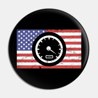 American Flag | Speedometer Race Car Racing Pin