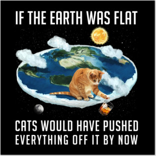 If the Earth was flat, Cats... Posters and Art