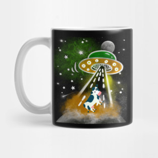 Funny Alien Abduction of Cow Farmer Animal Mug
