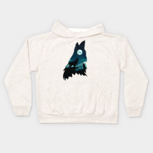 Wolf Howling with Forest Kids Hoodie