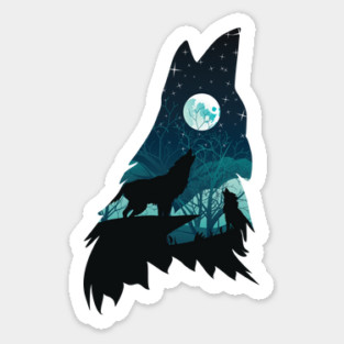 Wolf Howling with Forest Sticker