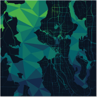 Seattle Geometric Map Posters and Art