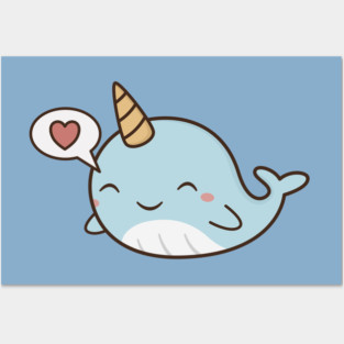 Kawaii Cute Narwhal Posters and Art