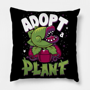 Adopt a Plant -  Kawaii Cartoon Venus Flytrap  - Creepy Cute Musical Horror Pillow