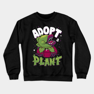 Adopt a Plant -  Kawaii Cartoon Venus Flytrap  - Creepy Cute Musical Horror Crewneck Sweatshirt