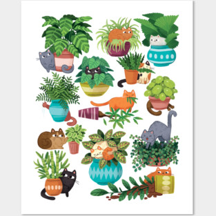 Cats and planters Posters and Art