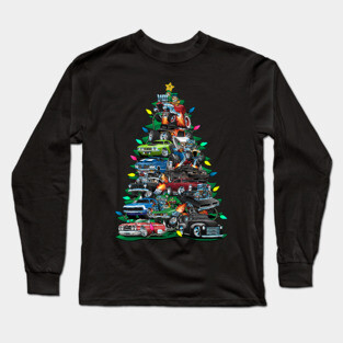 Car Madness Christmas Tree! Classic Muscle Cars and Hot Rods Long Sleeve T-Shirt