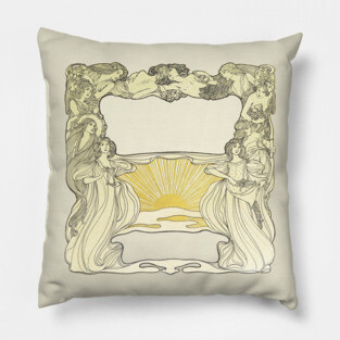 Art Nouveau border with sunrise Pillow