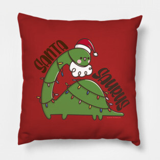 Santasaurus – Dino Christmas Pun Design Pillow
